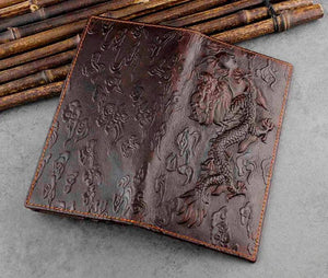Dragon Real Leather Long Wallet Men's High Billfold Purse