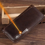 Vintage Men Wallets Leather Long Money Clip Purses