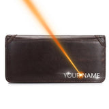 Vintage Men Wallets Leather Long Money Clip Purses