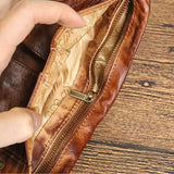 Vintage Multi-card Soft Bag Top Layer Cowhide Wallet with Zipper Bifold Purses