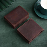 Men's RFID Blocking Leather Wallet Bifold Slim Short Vintage Purse Money
