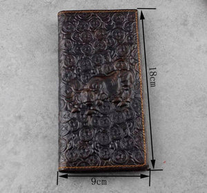 3D COW Print Cowhide Leather Men's Wallet Vintage Purse Long Wallet