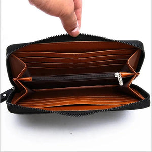 Men's Crocodile Pattern Long Wallet with Mobile Phone Bag