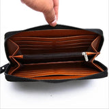 Men's Crocodile Pattern Long Wallet with Mobile Phone Bag