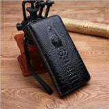 Men's Crocodile Pattern Long Wallet with Mobile Phone Bag