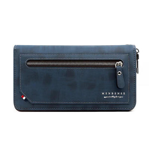 Men's Leather Zipper Long Wallet Large Capacity Handbag