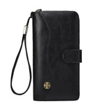 Men's Leather Zipper Clutch Purse Hand Strap Business Purses