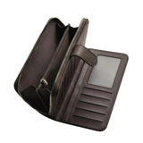 Men's Leather Zipper Clutch Purse Hand Strap Business Purses