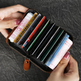 EUMOAN Leather Zippered Small Carabiner Head Layer Cowhide Mini