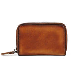 EUMOAN Leather Zippered Small Carabiner Head Layer Cowhide Mini