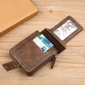 Vintage Small Men Wallet Pu Leather Short Purse Men Hasp Zipper Clutch Solid