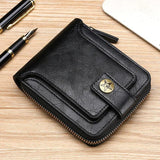 Vintage Small Men Wallet Pu Leather Short Purse Men Hasp Zipper Clutch Solid