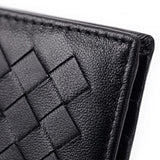 Men Wallets Knitting Cow Leather Short Clip Woven Wallet Business Male