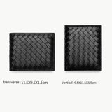 Men Wallets Knitting Cow Leather Short Clip Woven Wallet Business Male
