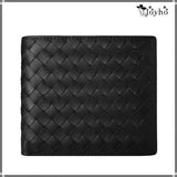 Men Wallets Knitting Cow Leather Short Clip Woven Wallet Business Male