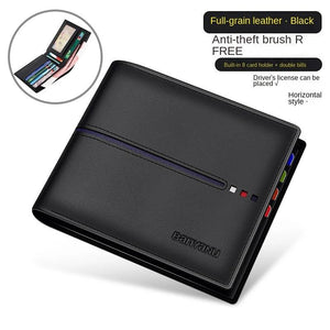 Men's Cowhide Leather Vertical Wallet