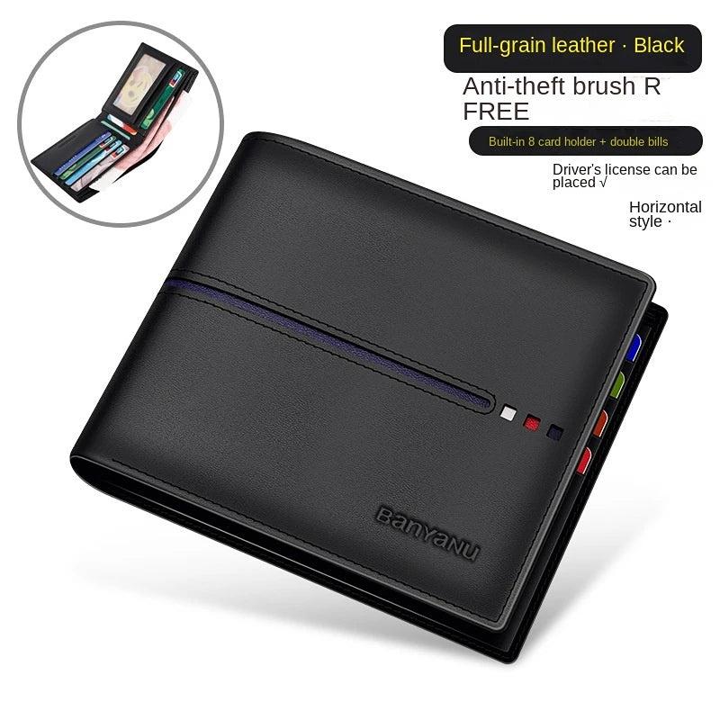 Men's Cowhide Leather Vertical Wallet