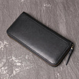 Cowhide Man Clutch Bag Soft Leather Long Wallet 6.5 Inch Mobile P