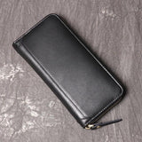 Cowhide Man Clutch Bag Soft Leather Long Wallet 6.5 Inch Mobile P