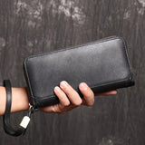Cowhide Man Clutch Bag Soft Leather Long Wallet 6.5 Inch Mobile P
