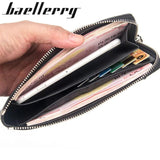 Men's Crocodile Pattern Zipper Long Wallet Cowhide Clutch