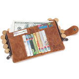 Men Short Wallets Trifold Zipper Coins Pocket Cowhide Leather Thin Wallet