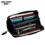 WEIXIER RFID Blocking Leather Wallet Men's Vintage Long Business Purse
