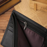 Men's Cow Leather Wallet Slim Small Short Business Purse