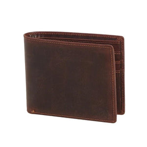 Vintage 100% Leather Wallet Men Bifold Functional