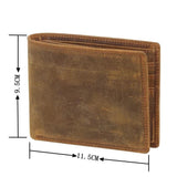 Vintage 100% Leather Wallet Men Bifold Functional