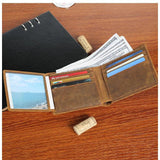 Vintage 100% Leather Wallet Men Bifold Functional