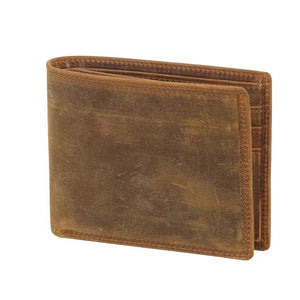 Vintage 100% Leather Wallet Men Bifold Functional