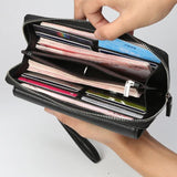 PU Leather Men's Clutch Wallets Zipper Business Solid Male Purses