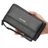 PU Leather Men's Clutch Wallets Zipper Business Solid Male Purses