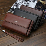 PU Leather Men's Clutch Wallets Zipper Business Solid Male Purses