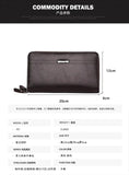 Brown Leather Men's Clutch Business Purse Double Zipper Wallet