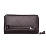 Brown Leather Men's Clutch Business Purse Double Zipper Wallet