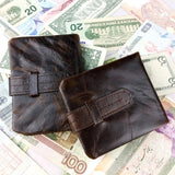 Men's Retro Crazy Wallet Folding Buckle High Oil Wax Leather Wallet