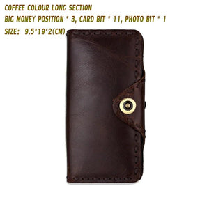 Cowboy Style Men's Wallet Retro High Capacity Genuine Leather Purse
