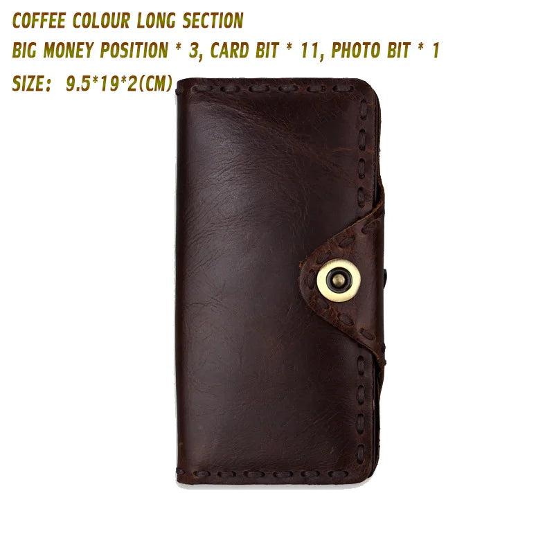 Cowboy Style Men's Wallet Retro High Capacity Genuine Leather Purse