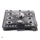 D0UD Leather Skull Clutch Wallet Chain Men