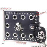 D0UD Leather Skull Clutch Wallet Chain Men