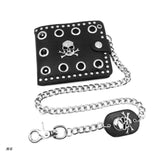 D0UD Leather Skull Clutch Wallet Chain Men