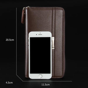 Double Zipper Men Clutch Bags PU Leather Wallet Business Male Vintage