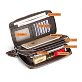 Double Zipper Men Clutch Bags PU Leather Wallet Business Male Vintage