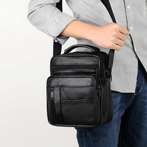 Men's Leather Mini Crossbody Bag Small Messenger Handbag