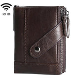 RFID Men's Short Hand Bag Oil Wax Leather Wallet