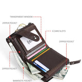 RFID Men's Short Hand Bag Oil Wax Leather Wallet