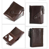RFID Men's Short Hand Bag Oil Wax Leather Wallet