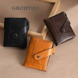 RFID Men's Short Hand Bag Oil Wax Leather Wallet